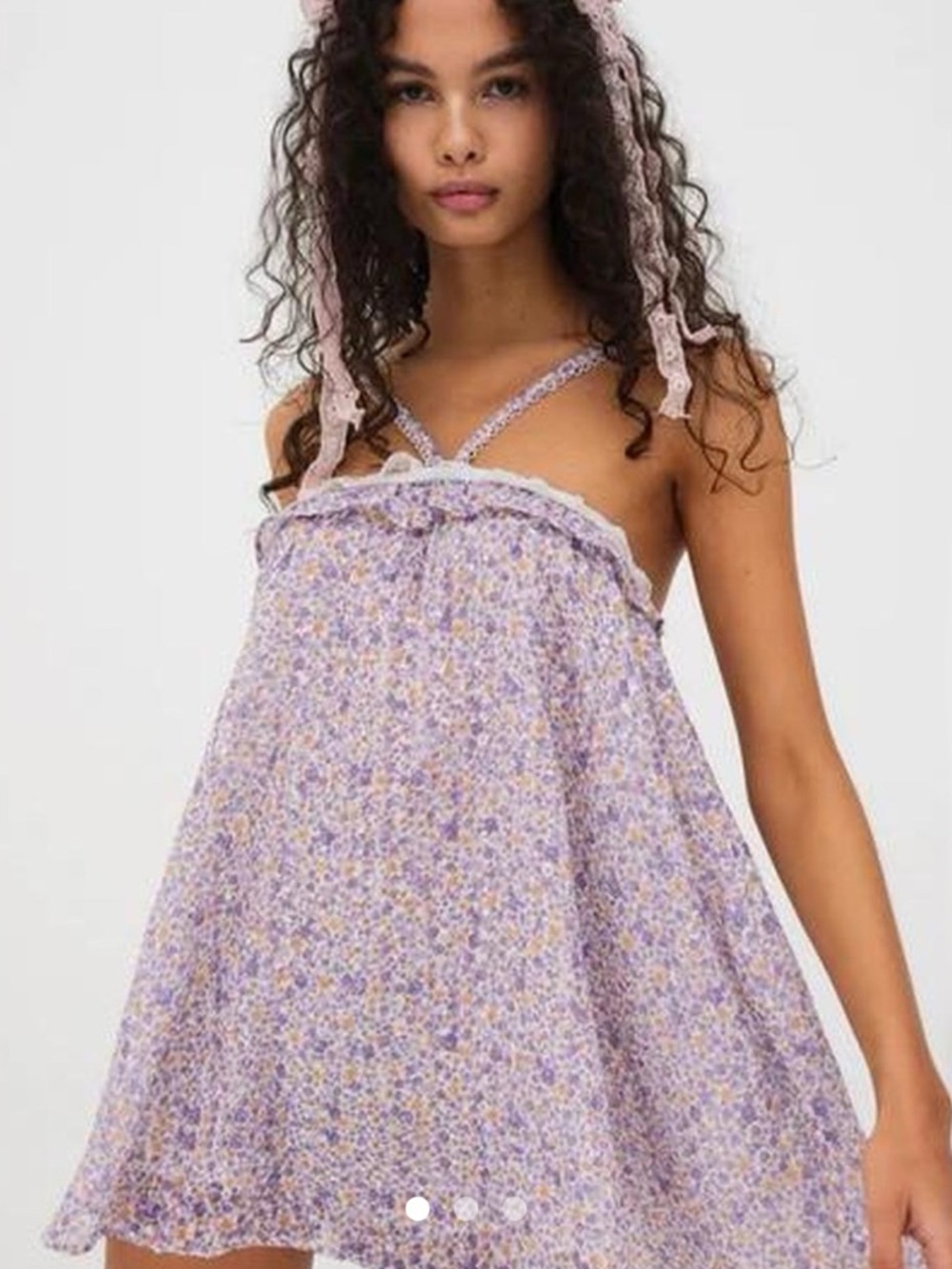 For Love & Lemons Lavender Floral Mini Dress